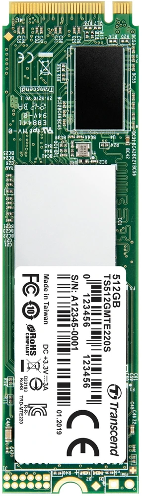 TRANSCEND 512GB M.2 2280 PCIe Gen3x4 M-Key 3D TLC su Dram