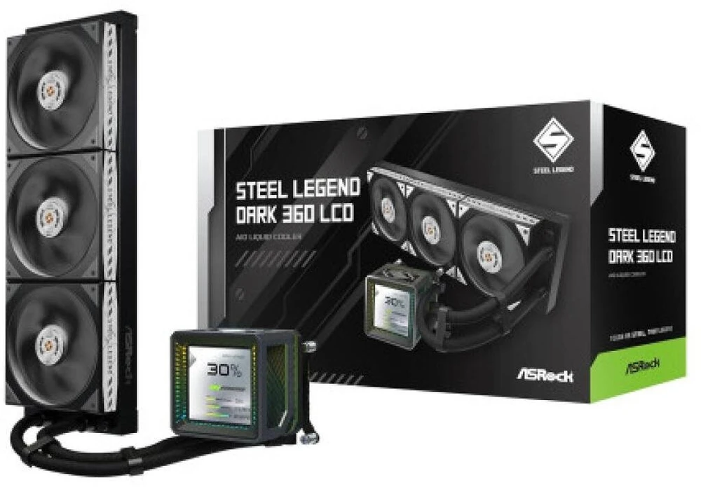 Vandens aušinimo sistema ASRock Steel Legend Dark 360 LCD