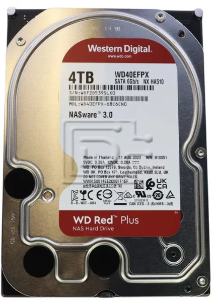 Sandisk WD Raudona Plus 4TB SATA 6Gb/s 3.5 colio 258MB talpyklos vidinis HDD diskas, didmeninis
