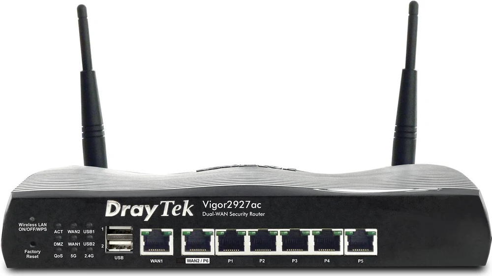 WLAN-AC maršrutizatorius DrayTek Vigor 2927ac SecureRouter DUAL-WAN mažmeninė prekyba