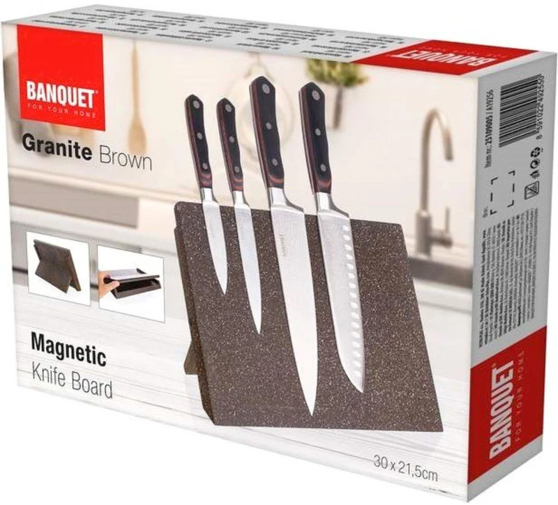 Banquet Banketas Magnetinė lentelė peiliams 30x21,5cm, "Granitas", ruda