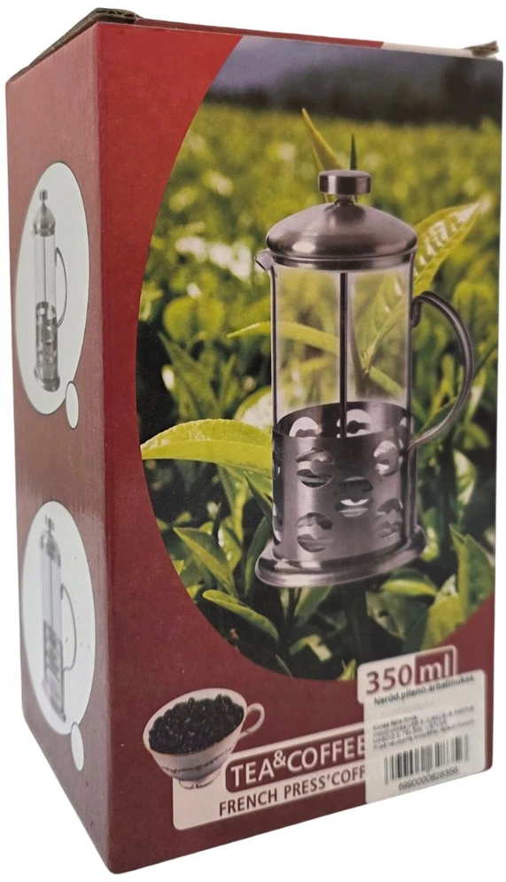 Virdulys Nerūdijančio plieno arbatinukas su nuspaudžiamu sieteliu 350ml