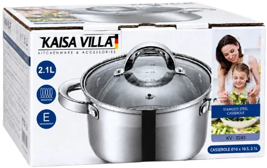 Nerūdijančio plieno puodas Kaisa Villa KV-2243 su dangčiu, 2,1 l