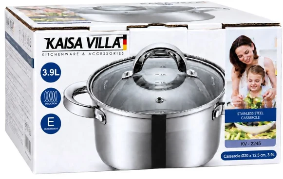 Nerūdijančio plieno puodas Kaisa Villa KV-2245 su dangčiu, 3,9 l