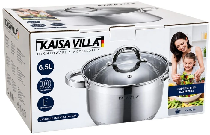 Nerūdijančio plieno puodas Kaisa Villa KV-2246 su dangčiu, 6,5 l