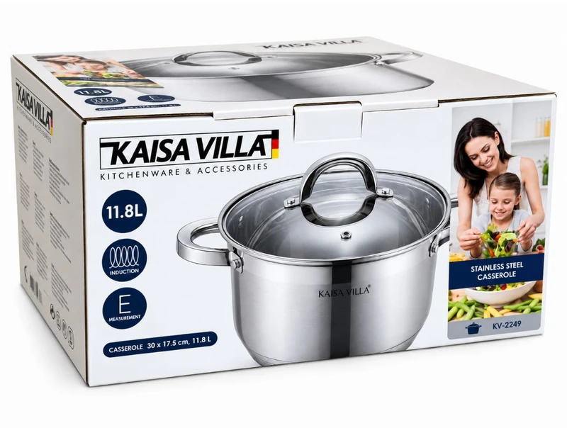 Nerūdijančio plieno puodas Kaisa Villa KV-2249 su dangčiu, 11,8 l