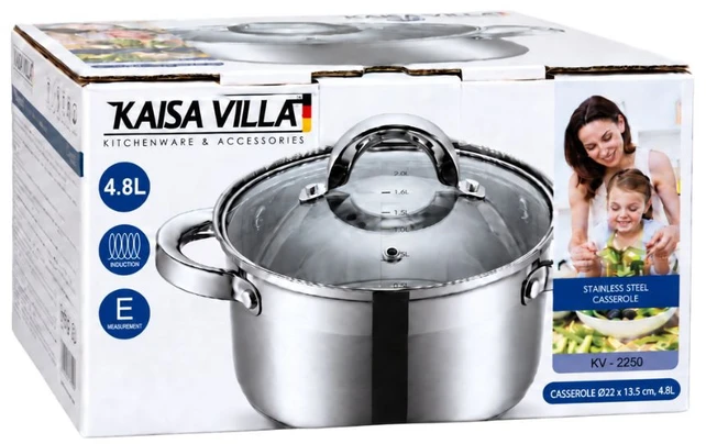 Nerūdijančio plieno puodas Kaisa Villa KV-2250 su dangčiu, 4,8 l