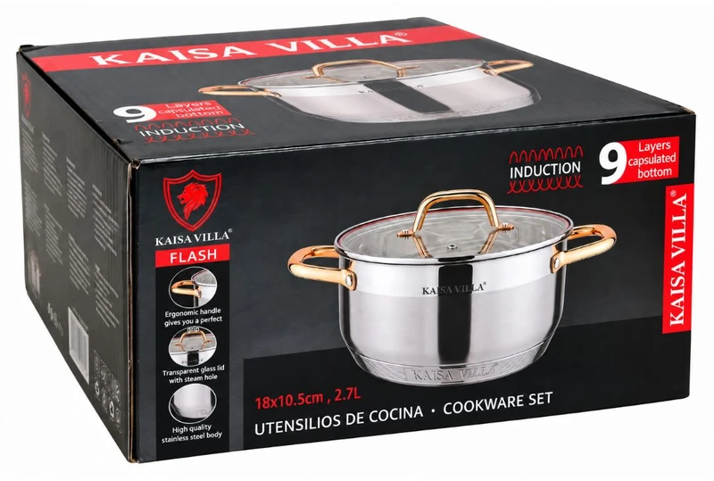 Nerūdijančio plieno puodas Kaisa Villa KV-6630 su dangčiu, 2,7 l