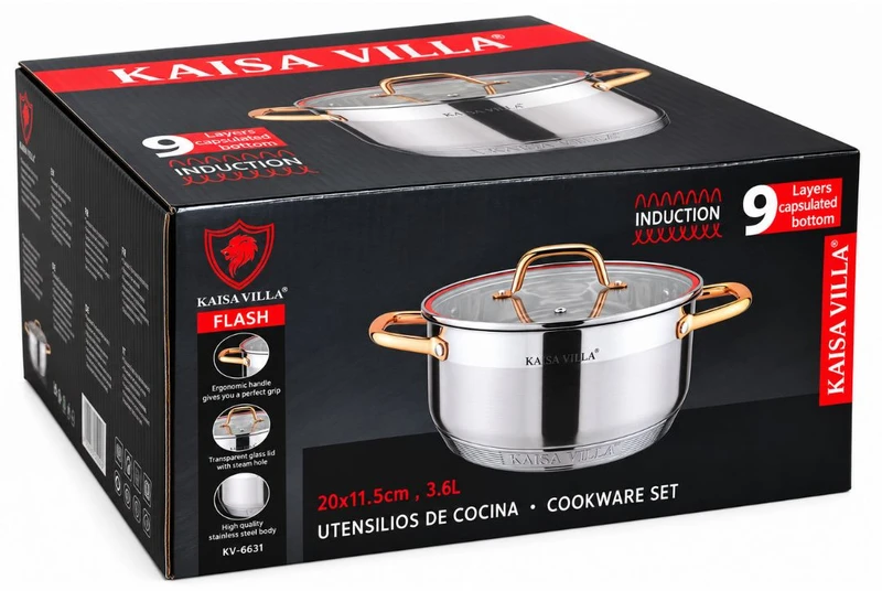 Nerūdijančio plieno puodas Kaisa Villa KV-6631 su dangčiu, 3,6 l