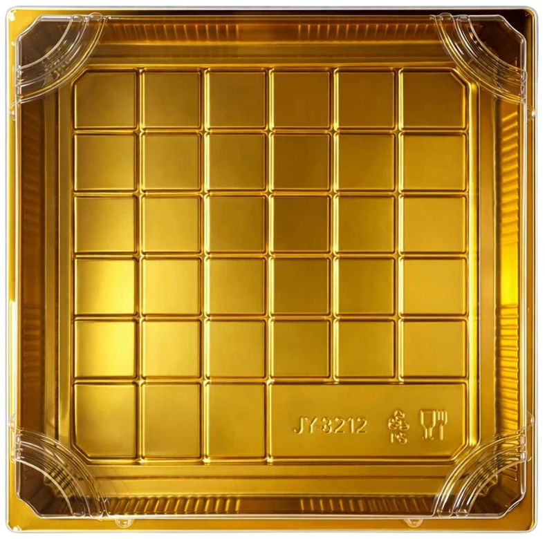 Plastikinis indelis su dangteliu 1vnt užkandžiams 25,5 x 25,5 x 4,5 cm