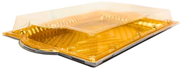 Plastikinis padėklas su dangčiu 1vnt užkandžiams, 33,5 x 21,5 x 6 cm