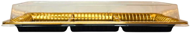 Plastikinis padėklas su dangteliu 1vnt užkandžiams 40 x 16 x 6 cm