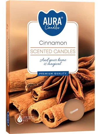 Kvapiosios arbatinės žvakutės Cinnamon, Aura, 6 vnt.