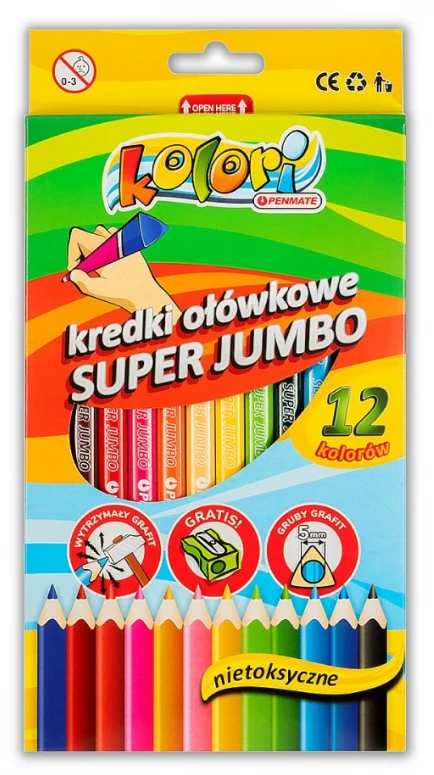Spalvoti pieštukai 3-jų ribų 12 sp.+drožt. "Premium Kolori" PENMATE