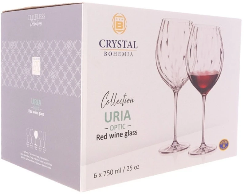 Taurės raudonam vynui URIA OPTIC 6 x 750ml