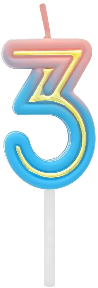 GoDan Žvakutė gimtadienio B&C neon "3"