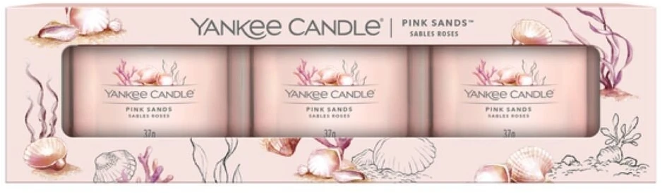 Yankee Candle Aromatinių žvakių rinkinys (Pink Sands), 3 x 37 g