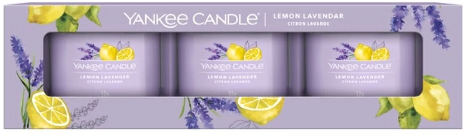 Yankee Candle Aromatinių žvakių rinkinys (Lemon Lavender), 3 x 37 g