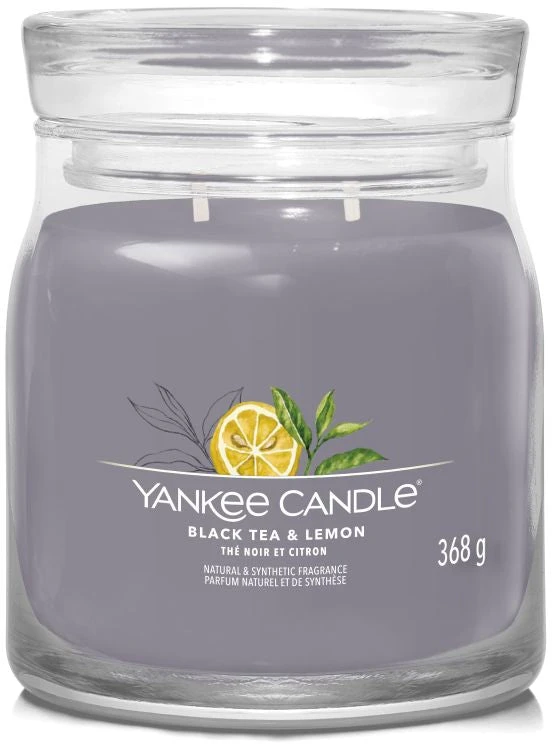 Yankee Candle Aromatinė žvakė Signature glass medium Juodoji arbata - citrina 368 g