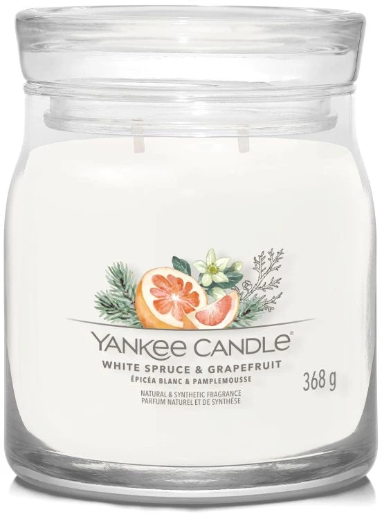 Yankee Candle Baltas Spruce & Grapefruit kvapni žvakė, 368 g