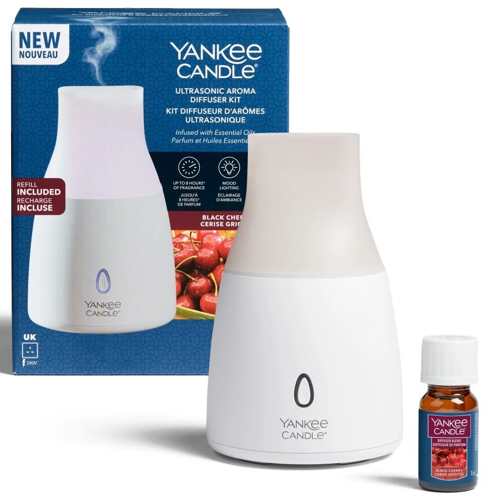Yankee Candle Ultragarsinis difuzorius su juodųjų vyšnių aliejumi