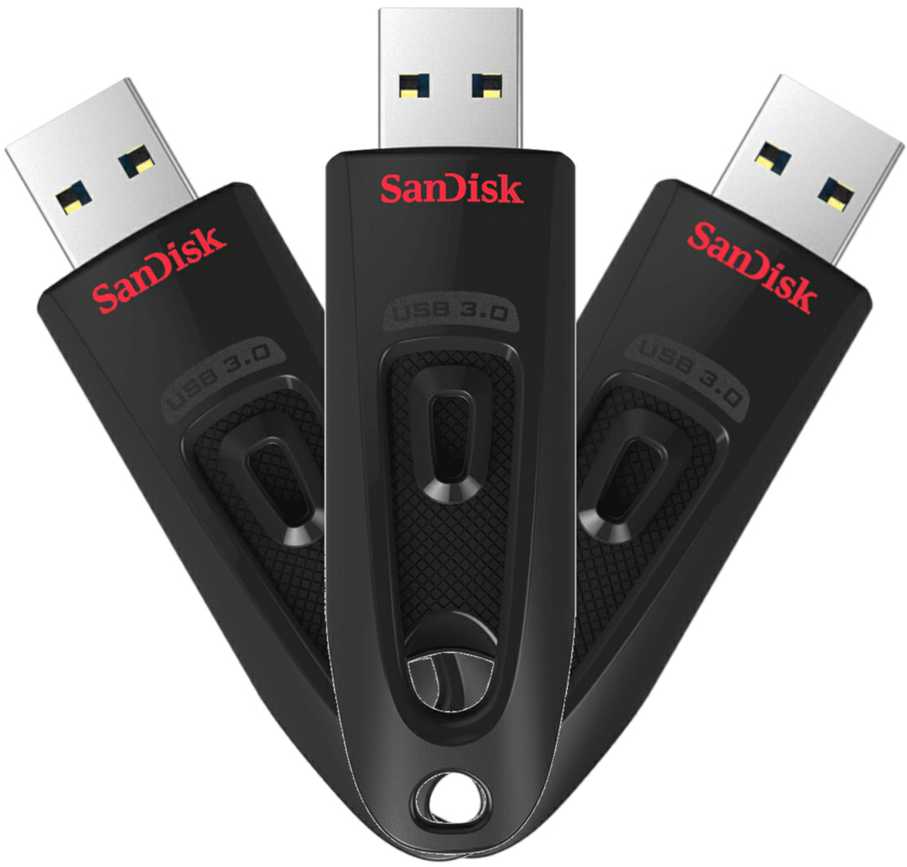 3er Pack SanDisk Ultra Typ-A 32GB USB-Stick Ohne Schutzkappe, bis zu 100 MB/s, USB 3.2 Gen 1x1 (5 Gbit/s)