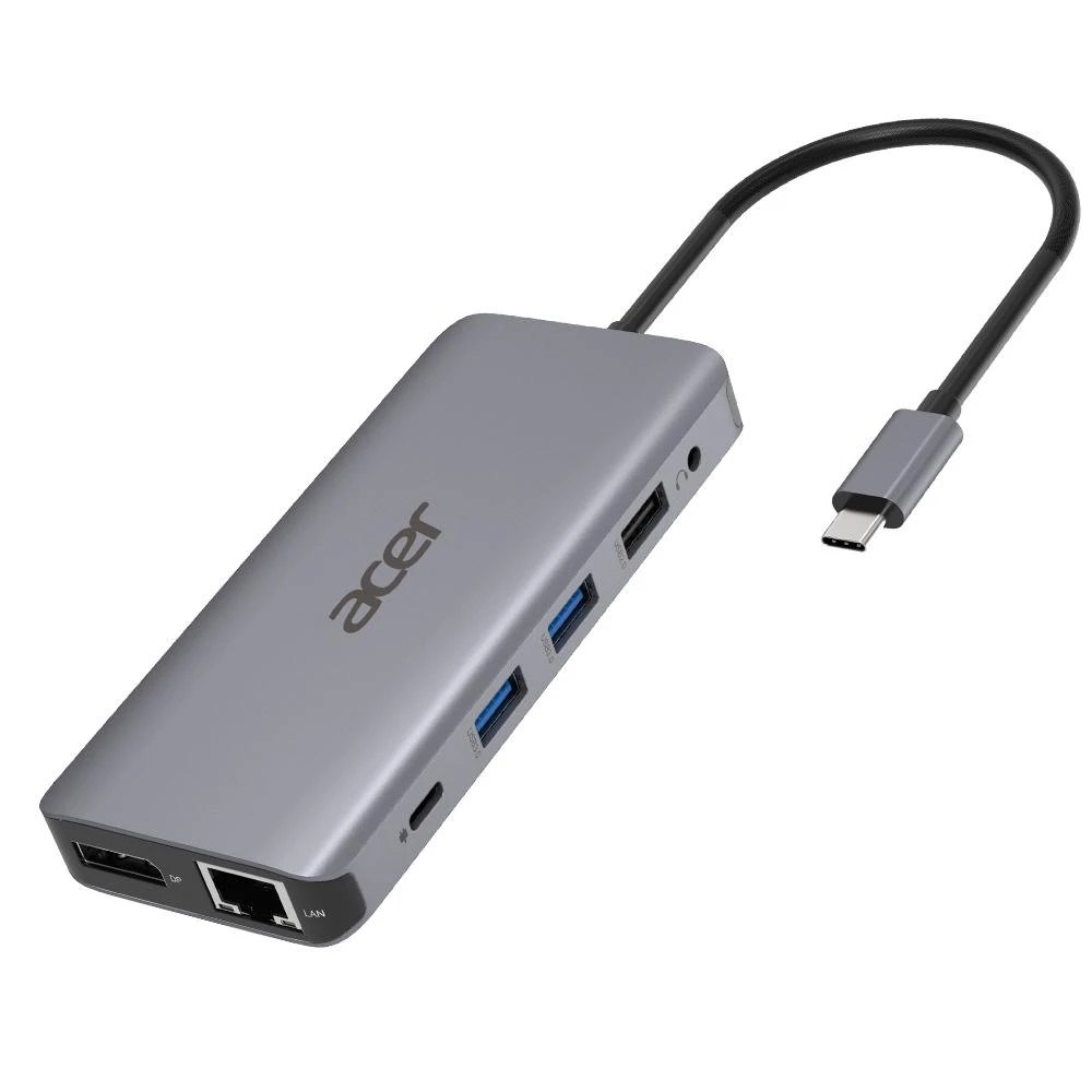 Acer 12-in-1 Type-C Dongle Vielinis USB 3.2 Gen 1 (3.1 Gen 1) Type-C Sidabras