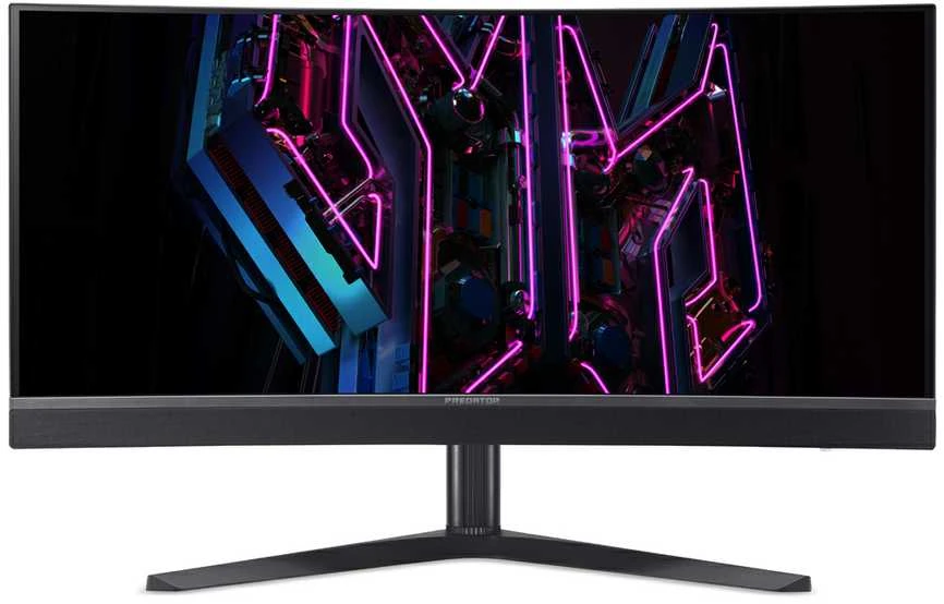 Monitorius „ACER Predator X34Vbmiiphuzx“ 34 colių WQHD OLED lenktas 1800R 175Hz 21:9 1000 nitų 0,03 ms 2xHDMI DP C tipo garso išvestis USB šakotuvas „True Juodas“