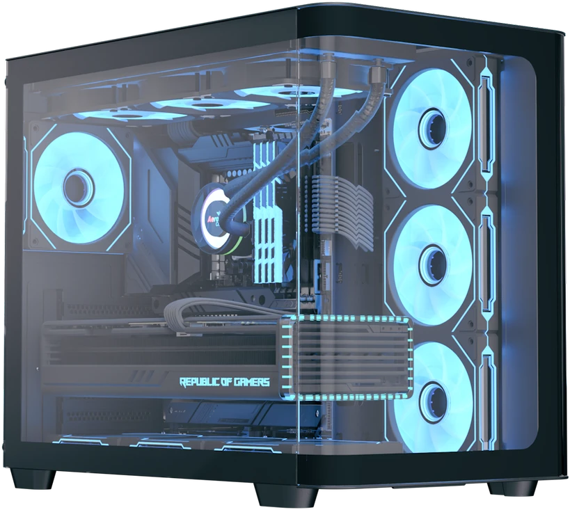 „Aerocool P500C“ kompiuterio korpusas, vidutinio dydžio bokštas, ATX, grūdintas stiklas – Juodas