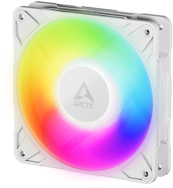 Arctic P12 Pro baltas ventiliatorius su RGB apšvietimu