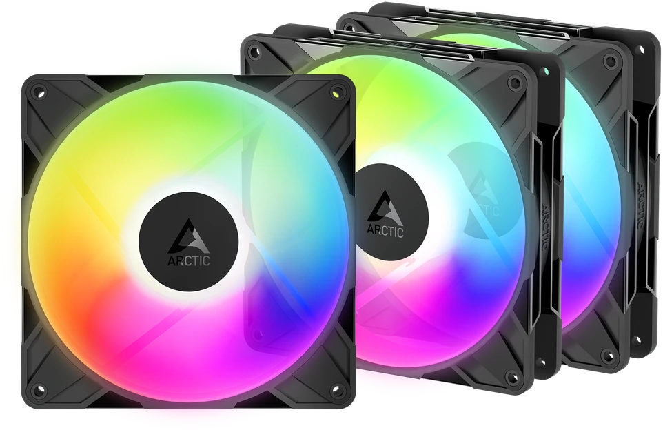ARCTIC P14 Pro atvirkštinis A-RGB PWM ventiliatorius – 140 mm, baltas, 3 vnt. pakuotėje