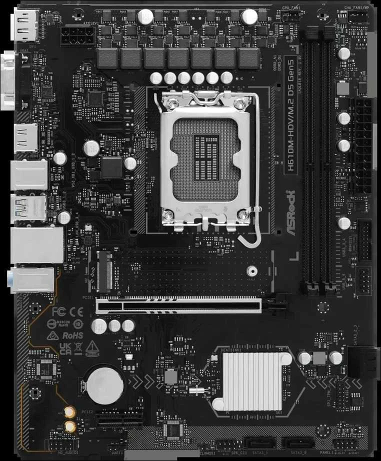 Pagrindinė plokštė Asrock H610M-HDV/M.2 D5 Gen5 Intel H610 LGA 1700 micro ATX plokštė