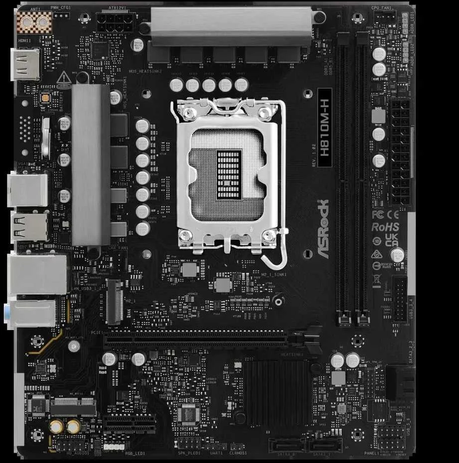 Asrock H810M-H Intel H810 LGA 1851 (Socket V1) micro ATX pagrindinė plokštė