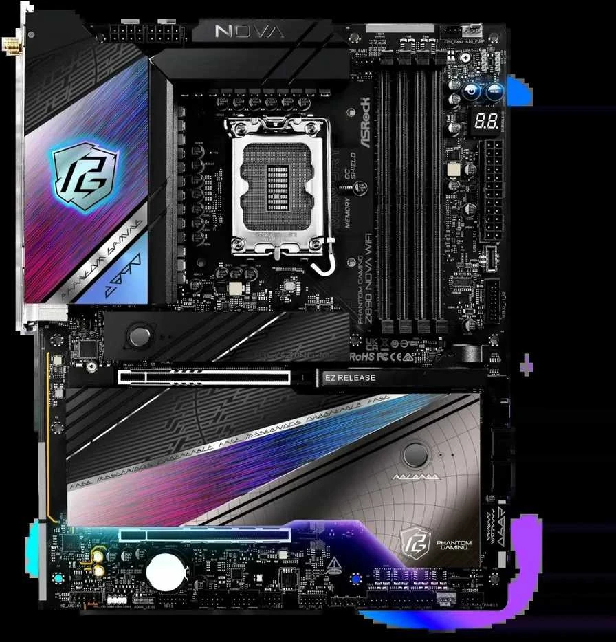 ASRock Phantom Gaming Z890 Nova WiFi Intel Z890 LGA 1851 (Socket V1) ATX pagrindinė plokštė