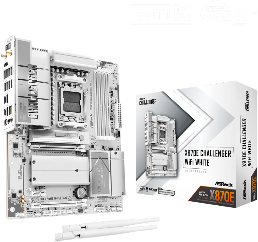 Pagrindinė plokštė ASRock X870E Challenger WiFi Baltas AM5 ATX HDMI/USB-C D