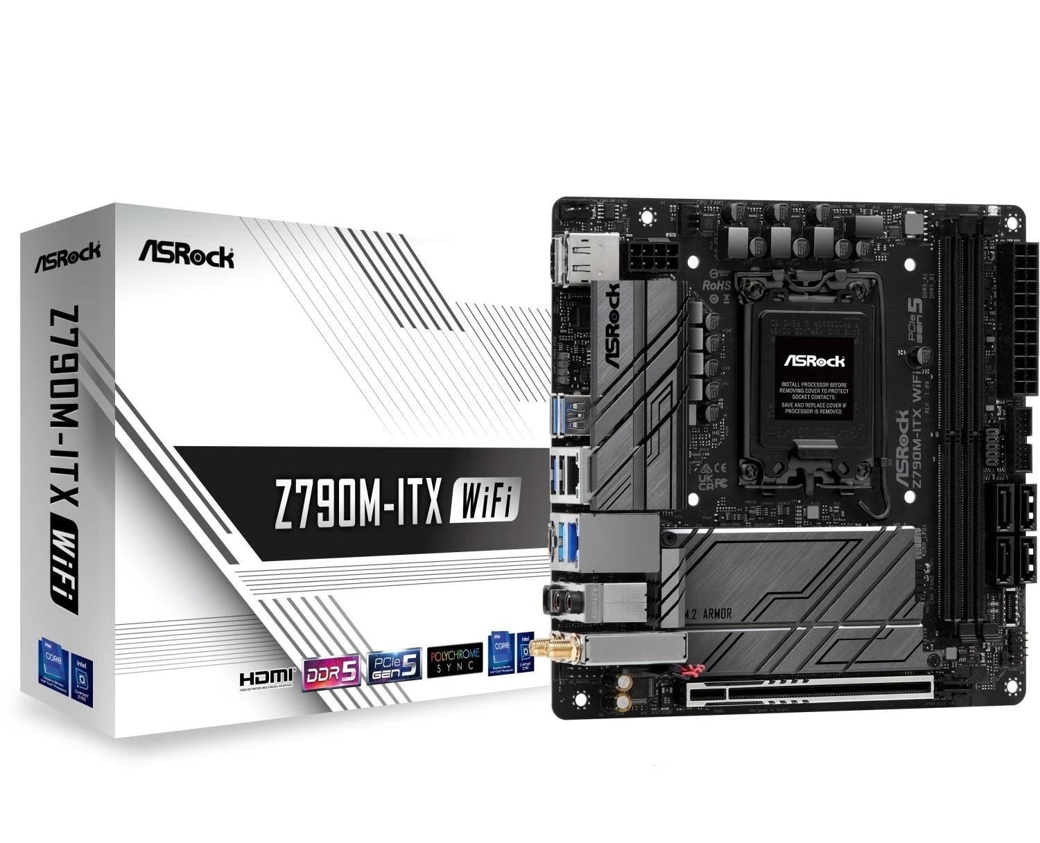 Pagrindinė plokštė ASROCK Z790M ITX WIFI Socket 1700 mITX DDR5 1xHDI 1xDP