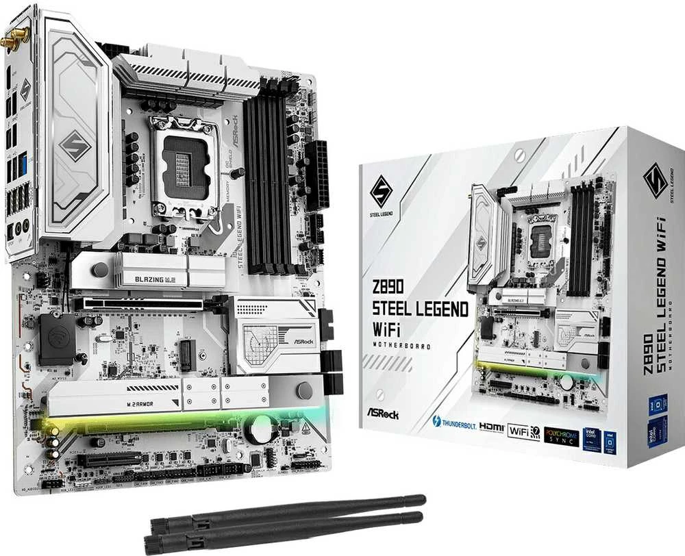 Motininė Plokštė - ASRock Z890 Steel Legend WiFi LGA 1851, Intel Core Ultra, 256GB DDR5, Wi-Fi 7, Thunderbolt 4