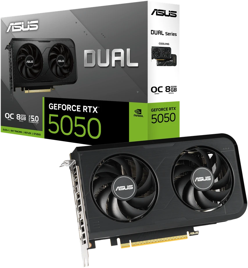 ASUS dviguba NVIDIA GeForce RTX 5050 8 GB OC vaizdo plokštė