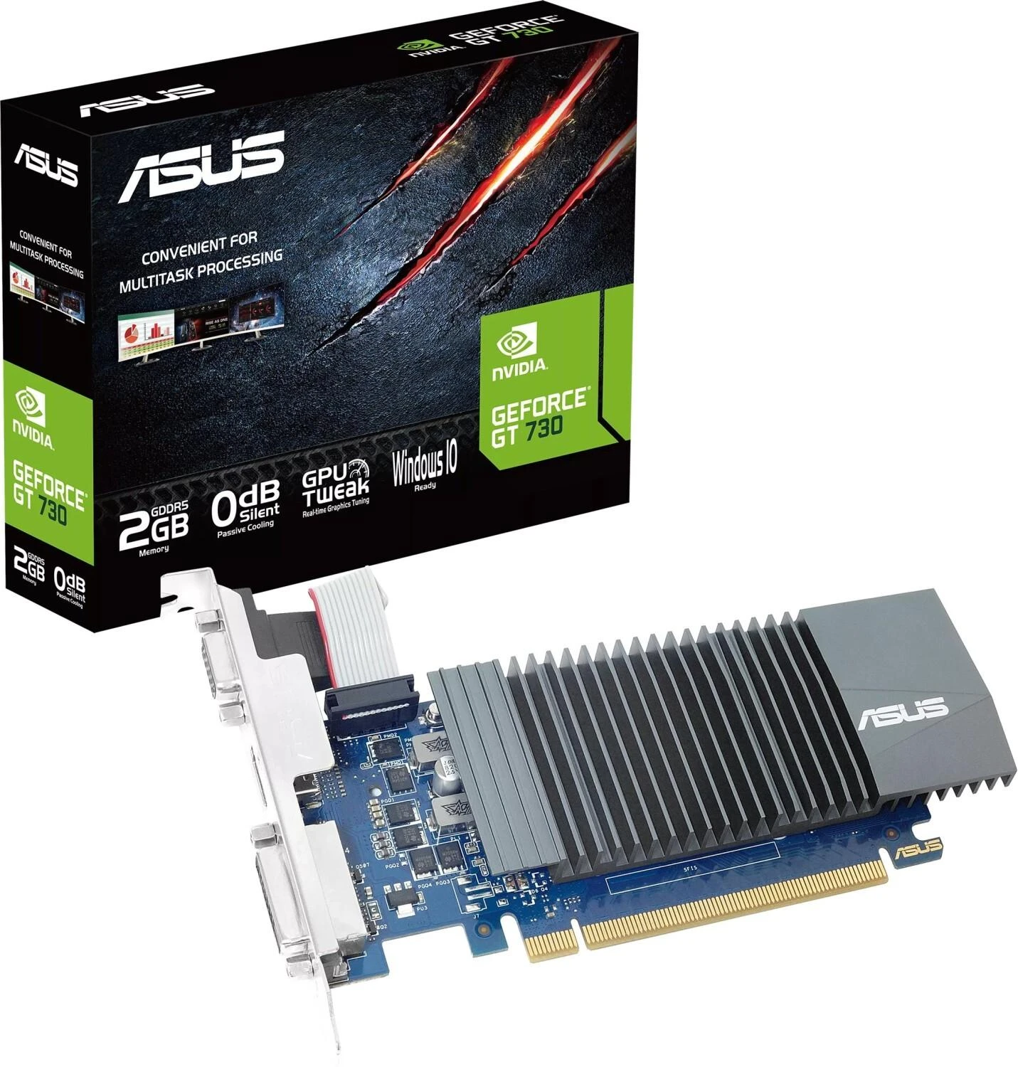 Vaizdo plokštė Asus | GT730-4H-SL-2GD5 | NVIDIA | 2 GB | GeForce GT 730 | GDDR5 | HDMI jungtys kiekis 4 | PCI Express 2.0 | Atminties taktinis dažnis 5010 MHz | Procesoriaus dažnis 902 MHz