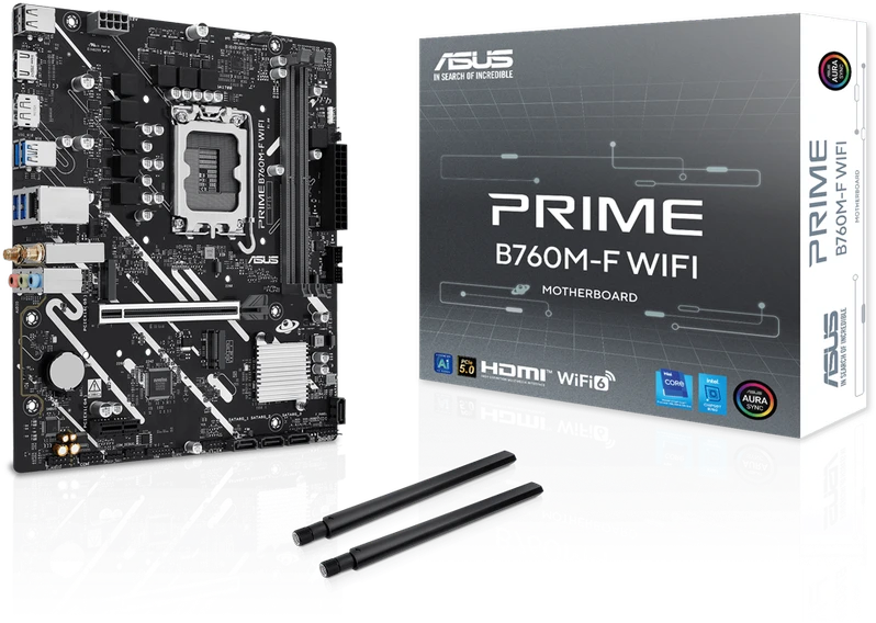 Pagrindinė plokštė ASUS 1700 B760M-F WIFI PRIME - DDR5/2xM.2/DP/HDMI