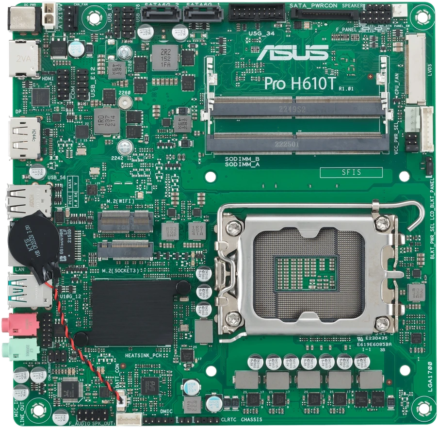 Pagrindinė plokštė ASUS PRO H610T-CSM, Intel H610, LGA 1700, mini ITX