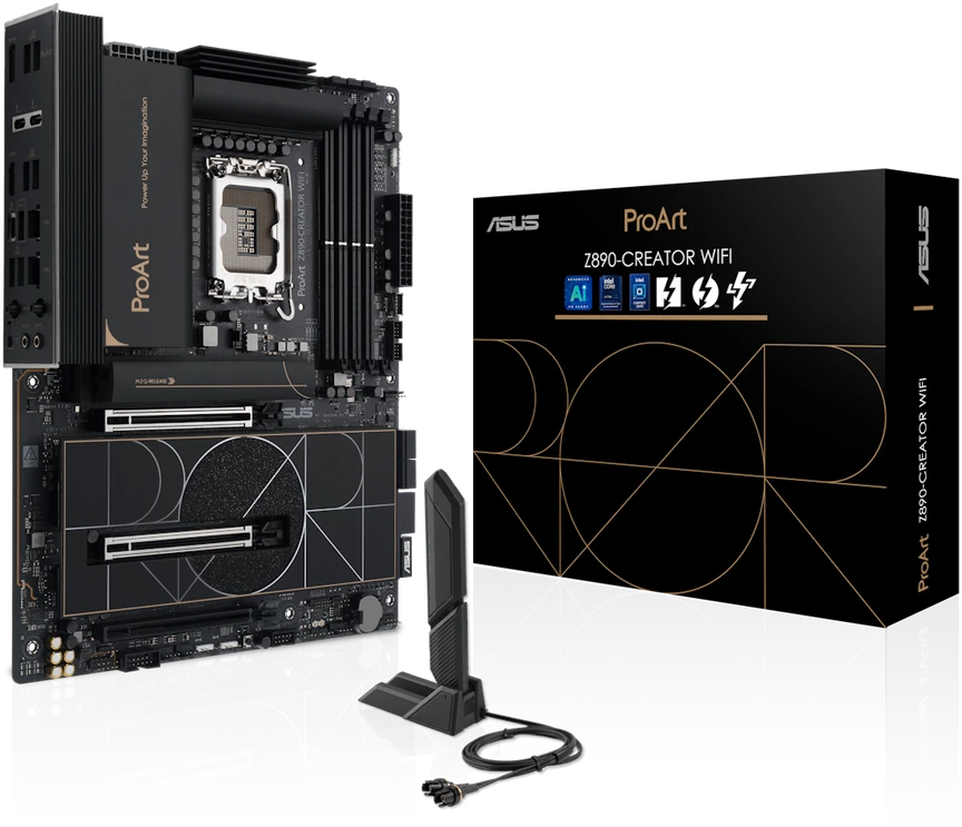 Pagrindinė plokštė ASUS PROART Z890-CREATOR WIFI LGA1851 4xDDR5 ATX MB 4xSATA 1xHDMI 2.1 3xThunderbolt 5xM.2