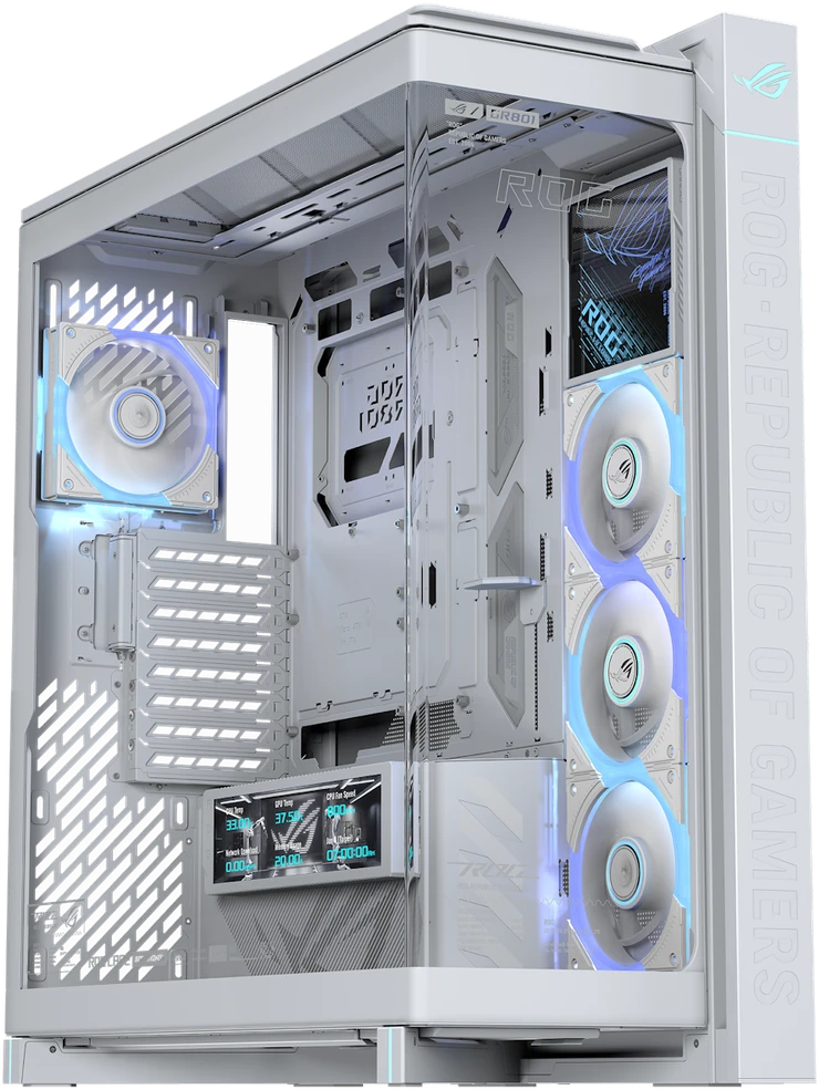 ASUS ROG CRONOX GR801 CURVE TG ARGB Balta MIDI tipo važiuoklė