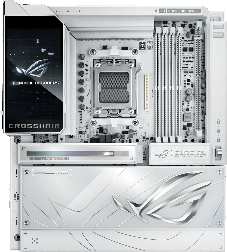 Pagrindinė plokštė ASUS ROG CROSSHAIR X870E GLACIAL AMD X870E Socket AM5 išplėstinis ATX