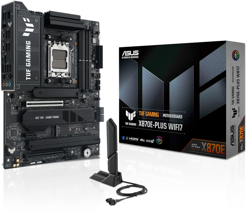 ASUS TUF GAMING X870E-PLUS WIFI7 AMD AM5 ATX pagrindinė plokštė 4xDDR5 PCIe 5.0 x16 4xM.2 1xHDMI 2xSATA
