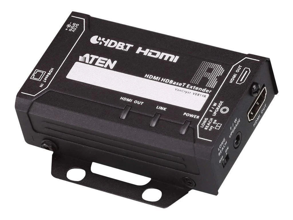 ATEN VE811R HDMI imtuvas, jungčių skydelis