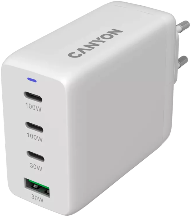 CANYON įkroviklis CU100ACC GaN 100W 3xPD 1xQC EU Baltas