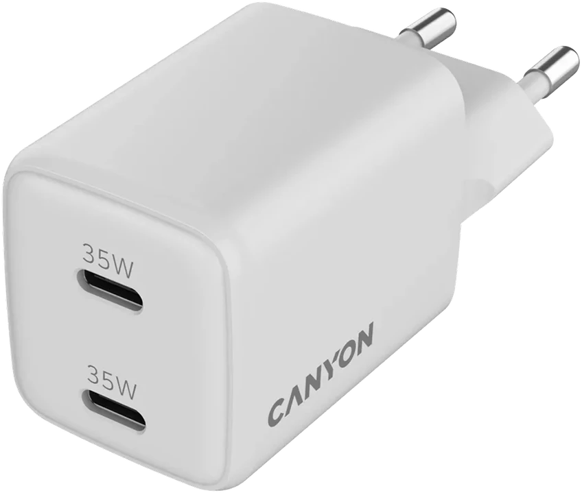 CANYON pakrovėjas CU35CC GaN 35W 2xPD EU Baltas