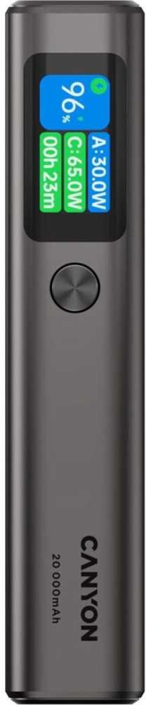 CANYON įmontuojamas išorinis akumuliatorius OnPower 265 20000mAh 165W aliuminio tamsiai pilkas