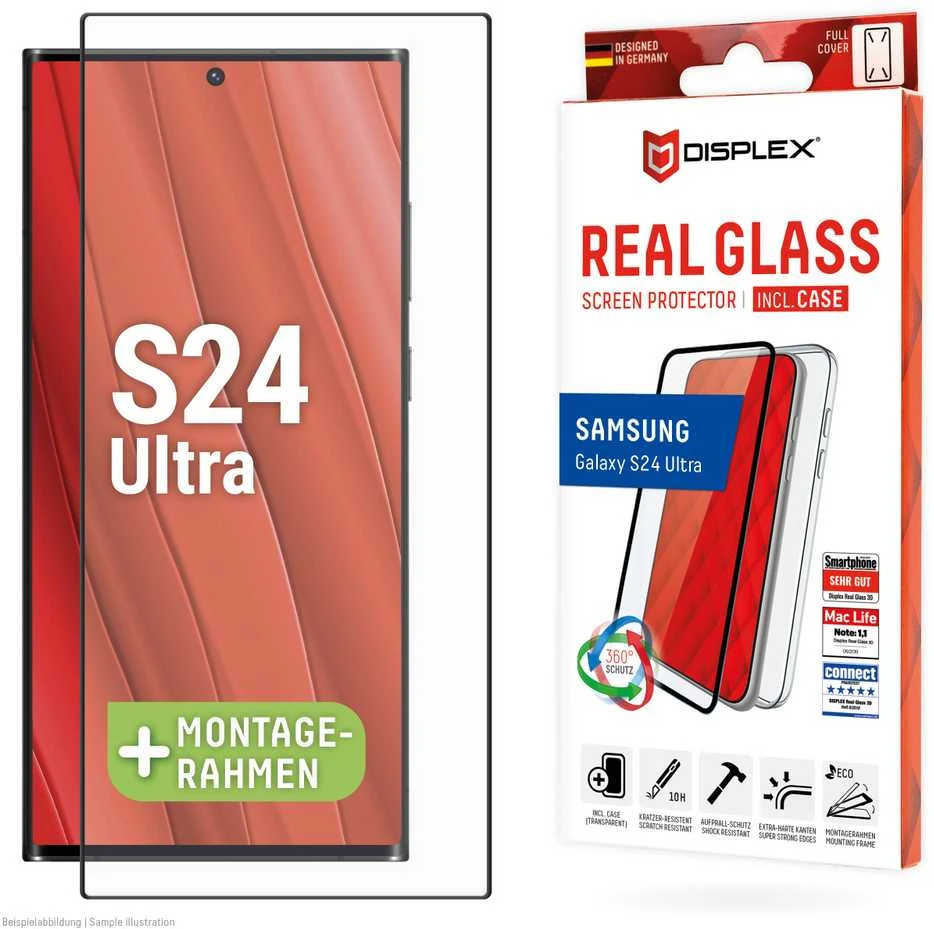 E.V.I. DISPLEX Real Glass + dėklas Samsung Galaxy S24 Ultra